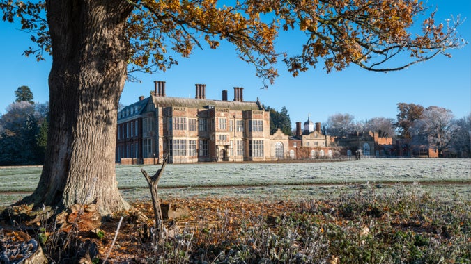 Frost on the parkland with Felbrigg Hall in the background